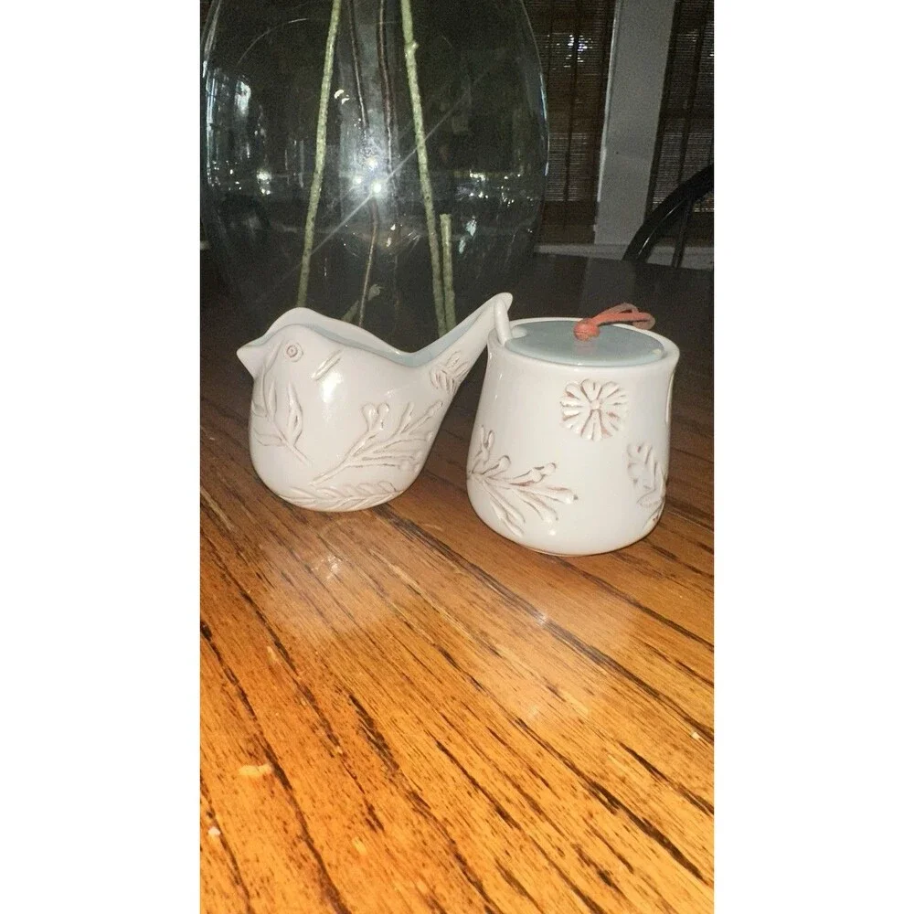 Mud Pie Bird Creamer And Sugar Set Lidded Sugar & Handled Creamer Farmhouse